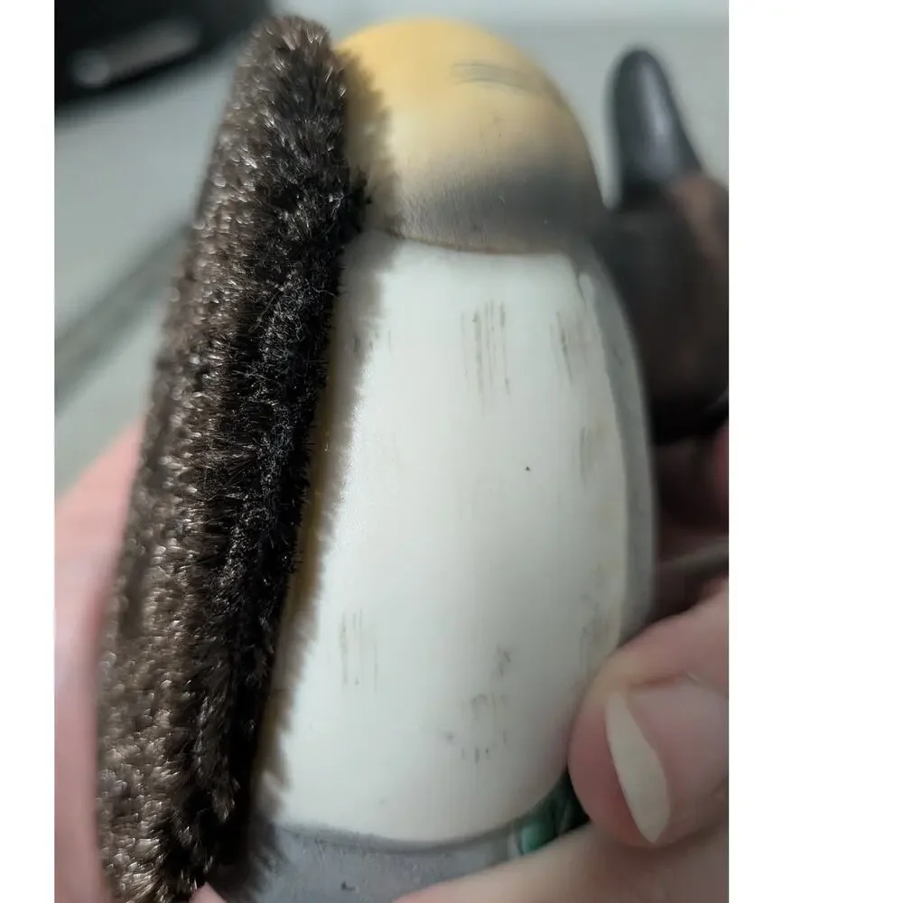 Vintage Jasco Duck Shoe Polisher Brush Set 2 Hand Painted Matte Ceramic Brushes